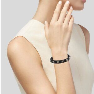 Valentino | Black Leather Rockstud Wrap Bracelet Designer Studded Band